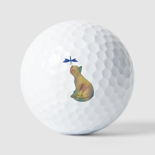 Katze und blaue Libelle Golfball (Vorderseite)