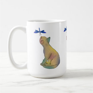 Katze und blaue Libelle Kaffeetasse