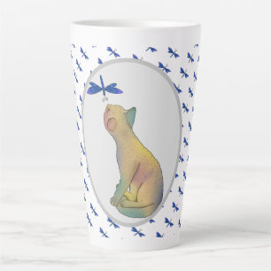Katze und blaue Libelle Milchtasse