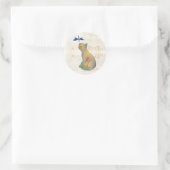 Katze und blaue Libelle Runder Aufkleber (Tasche)