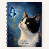 Katze und blauer Schmetterling Notizblock (Vorderseite)