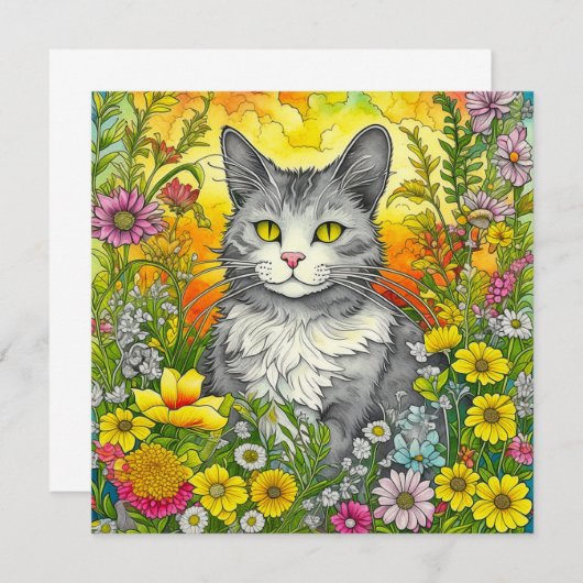 Katze und Blume (Vorne/Hinten)
