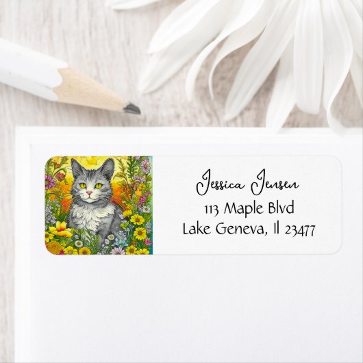 Katze und Blume (Insitu)