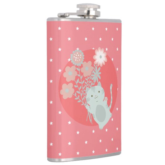 Katze und Blume Flachmann (Rechts)