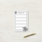 Katze und Blume in grauen Schatten Post-it Klebezettel (Auf Schreibtisch)