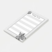 Katze und Blume in grauen Schatten Post-it Klebezettel (angewinkelt)