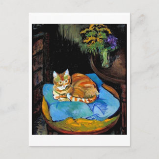 Katze und Blume in Vase, Suzanne Valadon Postkarte
