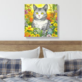 Katze und Blume Leinwanddruck (Insitu (Schlafzimmer))