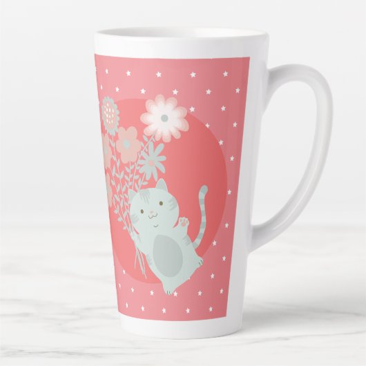 Katze und Blume Milchtasse (Rechts)