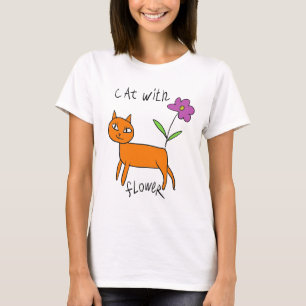 Katze und Blume T-Shirt