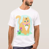 Katze und Blume T - Shirt für Männer (Vorderseite)