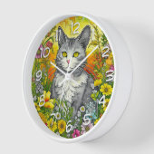 Katze und Blume Uhr (Winkel)