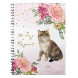 Katze und Blumen Illustration Kinder Notizblock