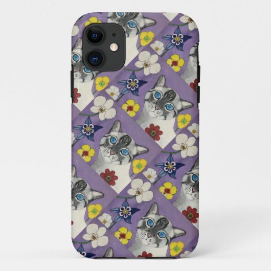 Katze und Blumen iPhone / iPad-Hülle Case-Mate iPhone Hülle (Rückseite)