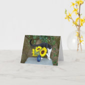 Katze und Blumen Karte (Gelbe Blume)