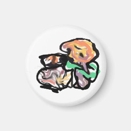 Katze und Blumen Spaß Magnet