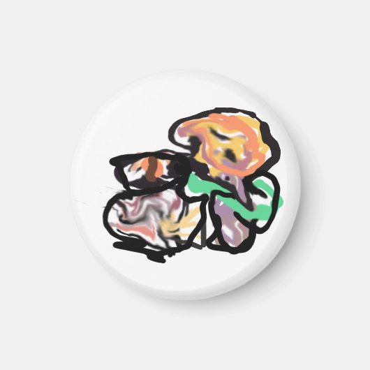 Katze und Blumen Spaß Magnet (Vorne)