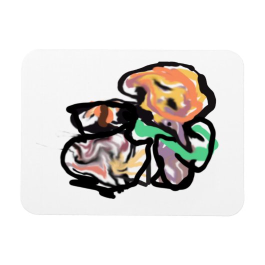 Katze und Blumen Spaß Magnet (Horizontal)