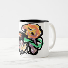 Katze und Blumen Spaß Zweifarbige Tasse