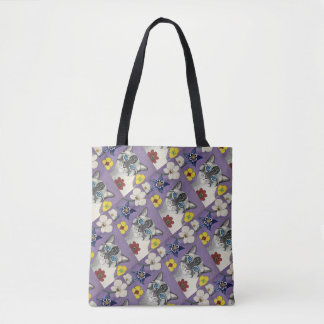 Katze und Blumenmuster-Tragetasche Tasche