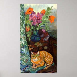 Katze und Bouquet, Suzanne Valadon Poster