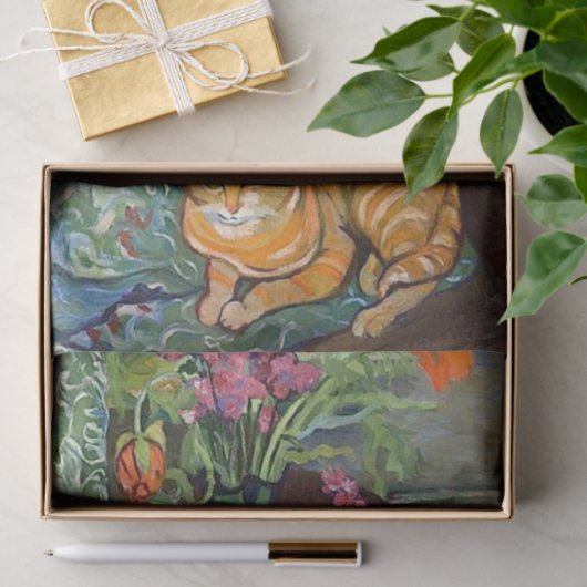 Katze und Bouquet, Suzanne Valadon Seidenpapier (Geschenk)