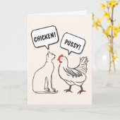 KATZE UND CHICKEN FUNNY BIRTHDAY GREETING CARD KARTE (Gelbe Blume)