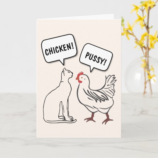 KATZE UND CHICKEN FUNNY BIRTHDAY GREETING CARD KARTE (Gelbe Blume)