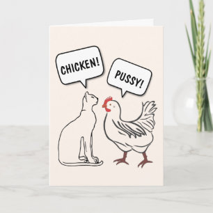 KATZE UND CHICKEN FUNNY BIRTHDAY GREETING CARD KARTE