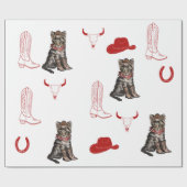 Katze und Cowboys Geschenkpapier (Flach)
