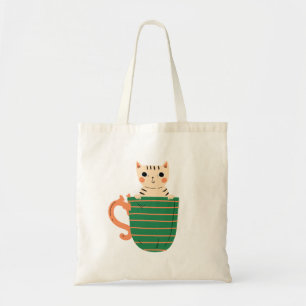 Katze und Cup-Muster-Tragetaschen Tragetasche