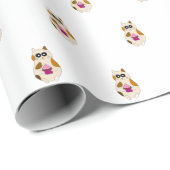 Katze und Cupcake Happy Birthday Geschenkpapier (Rolleneckpunkt)