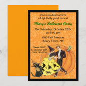 Katze und das Fiddle Halloween-Party Einladung (Vorne/Hinten)