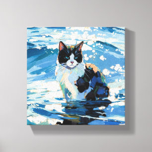 Katze und der Ozean (#1) Leinwanddruck