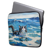 Katze und der Ozean (#3) Laptopschutzhülle (Vorderseite Links)