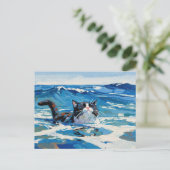 Katze und der Ozean (#3) Postkarte (Stehend Vorderseite)
