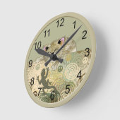 ☮ Katze und die Eidechsen-Wanduhr Runde Wanduhr (Winkel)