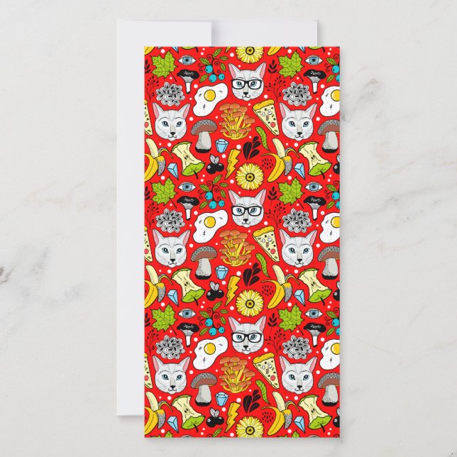 Katze und Ei in Rot (Vorderseite)