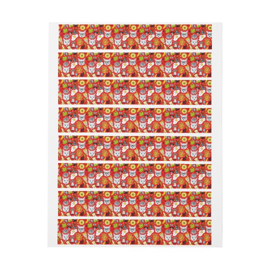 Katze und Ei in Rot (Bogen)