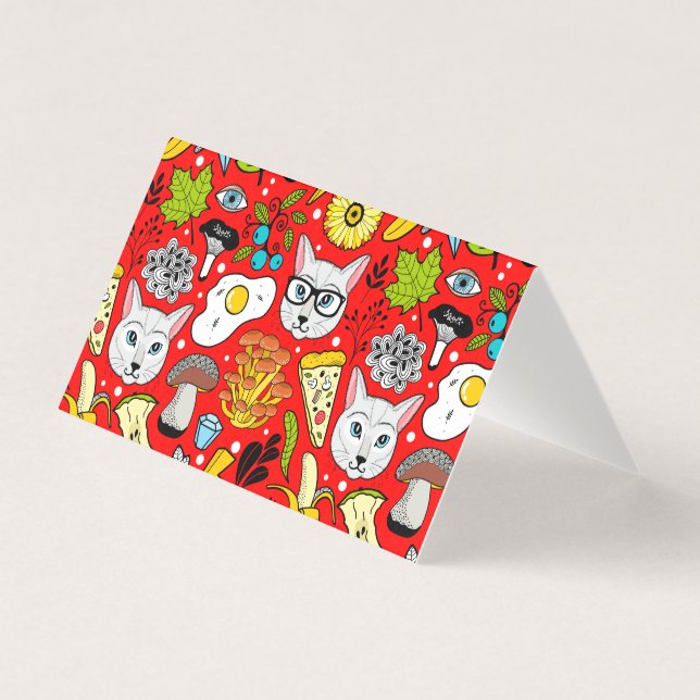 Katze und Ei in Rot (Vorderseite)