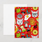 Katze und Ei in Rot Ankündigung (Vorne/Hinten)