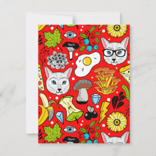 Katze und Ei in Rot Ankündigung