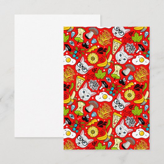 Katze und Ei in Rot Ankündigung (Vorne/Hinten)