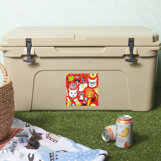 Katze und Ei in Rot Aufkleber (Kühler)