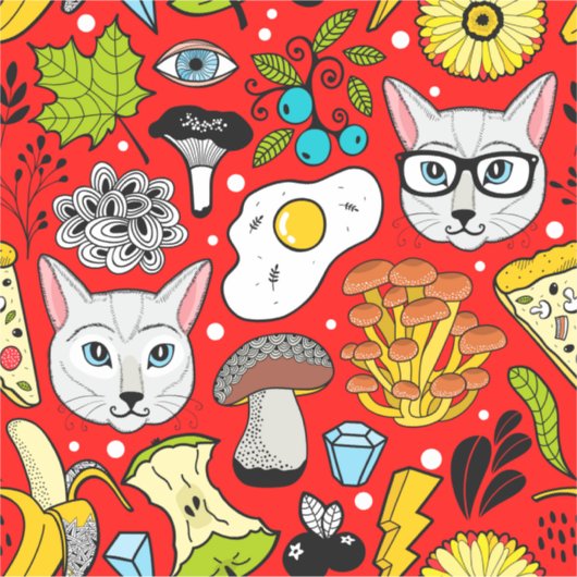 Katze und Ei in Rot Aufkleber (Vorderseite)