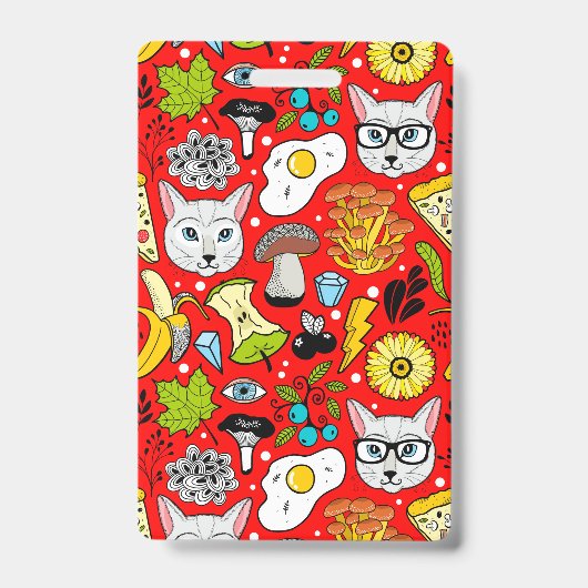 Katze und Ei in Rot Ausweis (Vorderseite)