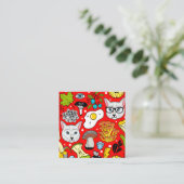 Katze und Ei in Rot Begleitkarte (Stehend Vorderseite)