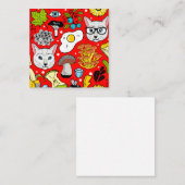 Katze und Ei in Rot Begleitkarte (Vorne/Hinten)