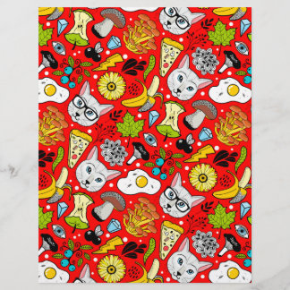 Katze und Ei in Rot Briefbogen