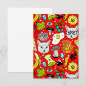 Katze und Ei in Rot Dankeskarte (Vorne/Hinten)